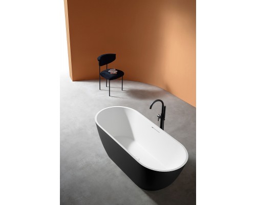 Ванна из искусственного камня Abber Frankfurt 170x75 AM9941BW Черно-белая матовая без гидромассажа