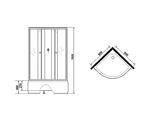 Душевая кабина Niagara Eco 90x90 E90/40/TN/BK без гидромассажа