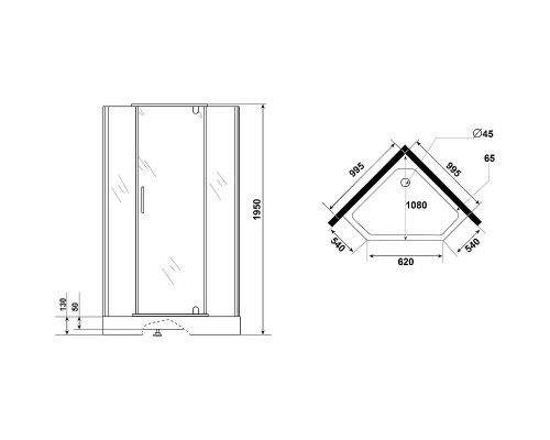 Душевой уголок Niagara Eco 100х100 NG-010-14D профиль Хром стекло прозрачное