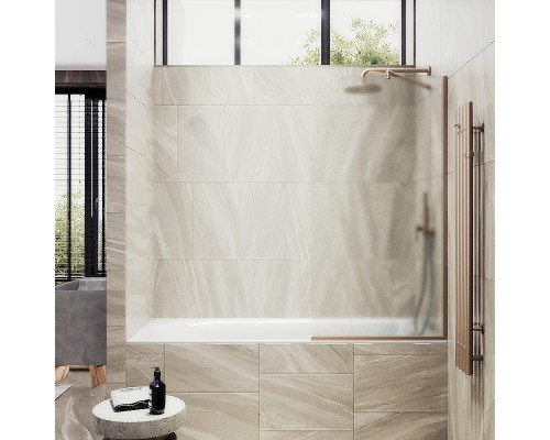 Шторка на ванну Maybah Glass MGV-92-2у 600x1400 в узком профиле Бронза стекло сатиновое