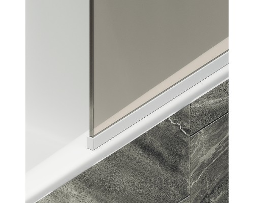 Шторка на ванну Maybah Glass MGV-69-1у 700x1400 в узком профиле Белый стекло бронзовое