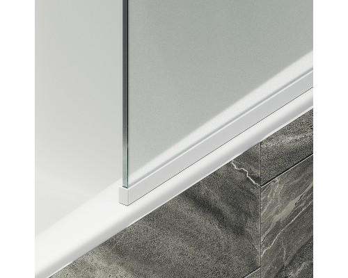 Шторка на ванну Maybah Glass 300x1400 в узком профиле Белый стекло сатиновое