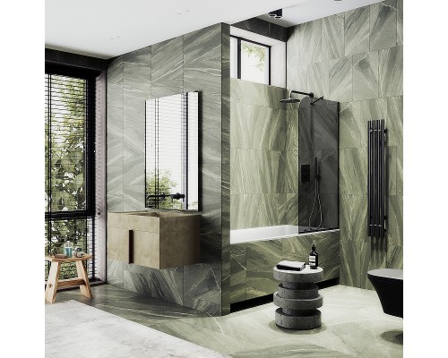 Шторка на ванну Maybah Glass MGV-78-6у 400x1400 в узком профиле Черный стекло графитовое