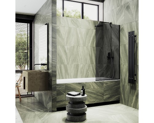Шторка на ванну Maybah Glass MGV-78-6у 400x1400 в узком профиле Черный стекло графитовое