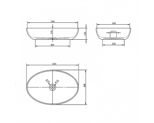 Раковина-чаша Abber Kristall 60 AT2801Aquamarin Бирюзовая