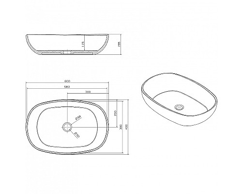 Раковина-чаша Abber Kristall 60 AT2805Vesuvian Оливковая