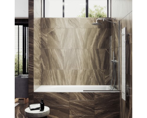 Шторка на ванну Maybah Glass MGV-65-5у 900x1400 в узком профиле Хром матовый стекло прозрачное