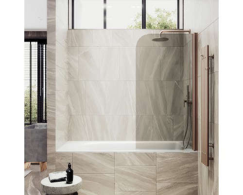 Шторка на ванну Maybah Glass MGV-601-2 400x1400 поворотная на монопетле Бронза стекло бронзовое