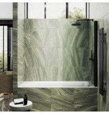 Шторка на ванну Maybah Glass 400x1400 поворотная на монопетле Черный стекло сатиновое
