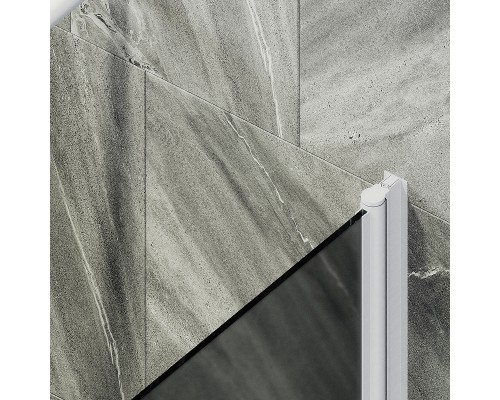 Шторка на ванну Maybah Glass MGV-604-1 400x1400 поворотная на монопетле Белый стекло графитовое матовое