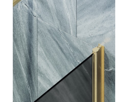 Шторка на ванну Maybah Glass MGV-614-3 600x1400 поворотная на монопетле Золото стекло графитовое матовое