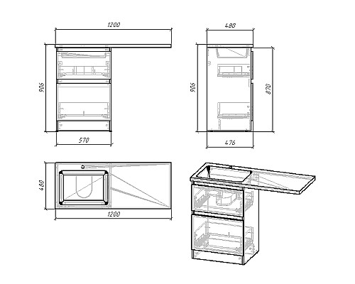 Тумба под раковину Grossman Марсал 120 121203 Белая