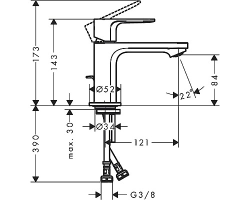 Смеситель для раковины Hansgrohe Rebris E 72553670 Черный матовый