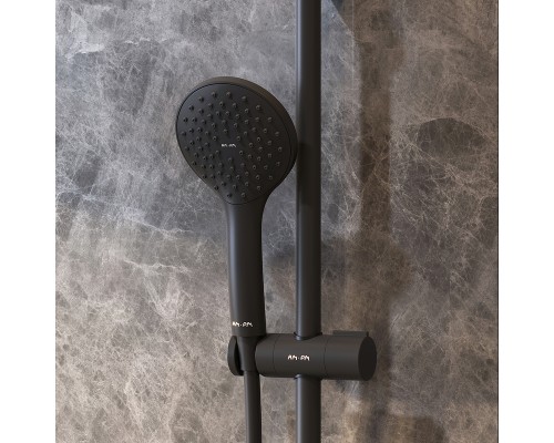 Комплект душевого уголка с душевой системой и аксессуарами AM.PM Gem 90x90 WK90EO профиль Черный матовый стекло прозрачное