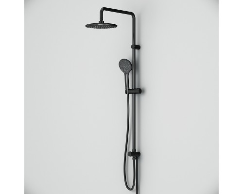 Комплект душевого уголка с душевой системой и аксессуарами AM.PM Gem 90x90 WK90EO профиль Черный матовый стекло прозрачное