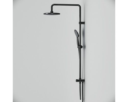 Комплект душевого уголка с душевой системой и аксессуарами AM.PM Gem 90x90 WK90EO профиль Черный матовый стекло прозрачное