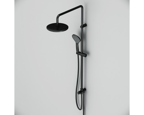 Комплект душевого уголка с душевой системой и аксессуарами AM.PM Gem 90x90 WK90EO профиль Черный матовый стекло прозрачное