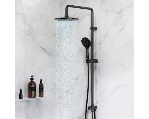 Комплект душевого уголка с душевой системой и аксессуарами AM.PM Gem 90x90 WK90EO профиль Черный матовый стекло прозрачное