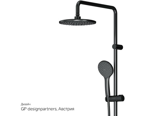 Комплект душевого уголка с душевой системой и аксессуарами AM.PM Gem 90x90 WK90EO профиль Черный матовый стекло прозрачное