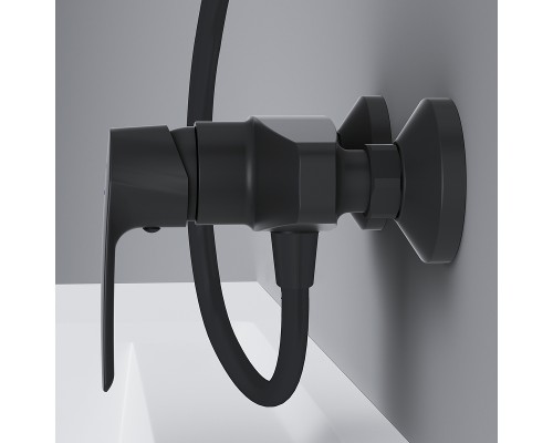 Комплект душевого уголка с душевой системой и аксессуарами AM.PM Gem 90x90 WK90EO профиль Черный матовый стекло прозрачное