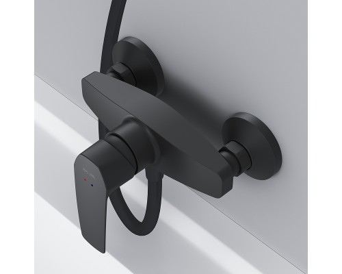 Комплект душевого уголка с душевой системой и аксессуарами AM.PM Gem 90x90 WK90EO профиль Черный матовый стекло прозрачное