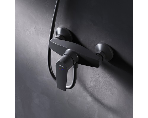 Комплект душевого уголка с душевой системой и аксессуарами AM.PM Gem 90x90 WK90EO профиль Черный матовый стекло прозрачное