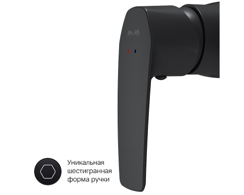 Комплект душевого уголка с душевой системой и аксессуарами AM.PM Gem 90x90 WK90EO профиль Черный матовый стекло прозрачное