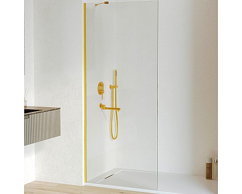 Душевая перегородка RGW Walk In WA-102Gb 120 351010212-16 профиль Золото брашированное стекло прозрачное
