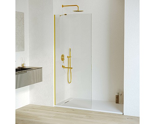 Душевая перегородка RGW Walk In WA-102Gb 120 351010212-16 профиль Золото брашированное стекло прозрачное