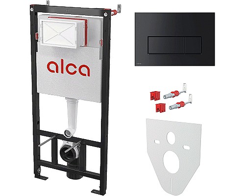 Инсталляция Alcaplast AM101/1120-4:1 RU M578-0001 для унитаза с Черной матовой клавишей смыва