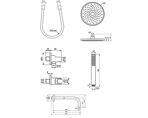 Комплект верхнего и ручного душа Ideal Standard Ideal Rain BD389XG Silk Black