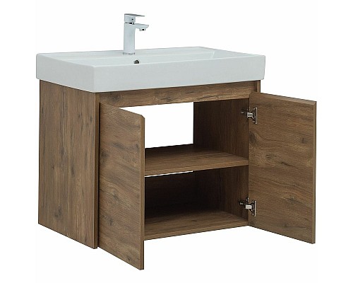 Тумба с раковиной Aquanet Nova Lite 75 302528 подвесная Дуб рустикальный