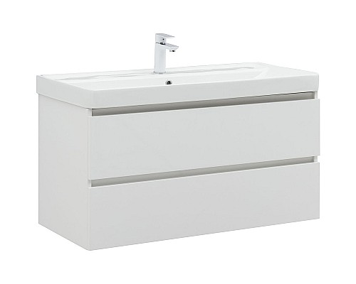 Тумба с раковиной Aquanet Вега 100 328002 подвесная Белый глянец