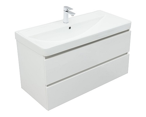 Тумба с раковиной Aquanet Вега 100 328002 подвесная Белый глянец