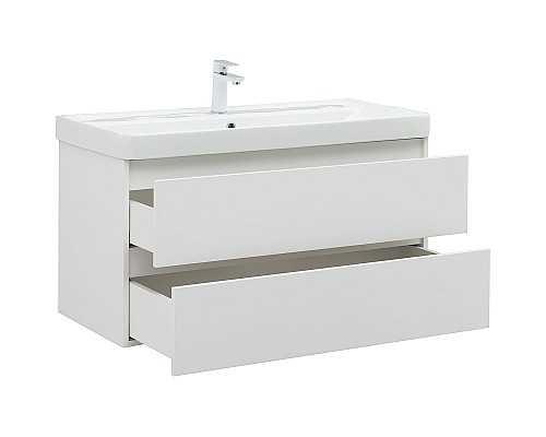 Тумба с раковиной Aquanet Вега 100 328002 подвесная Белый глянец