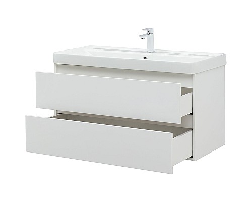 Тумба с раковиной Aquanet Вега 100 328002 подвесная Белый глянец