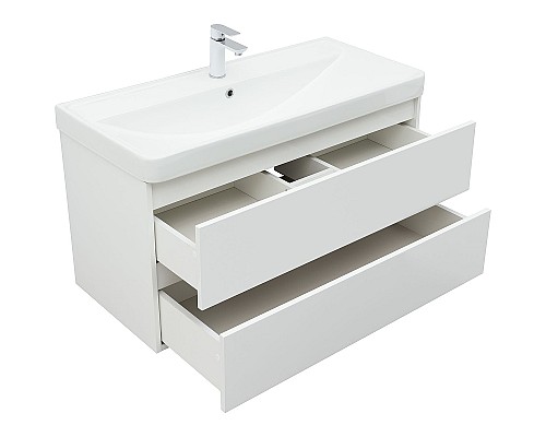 Тумба с раковиной Aquanet Вега 100 328002 подвесная Белый глянец