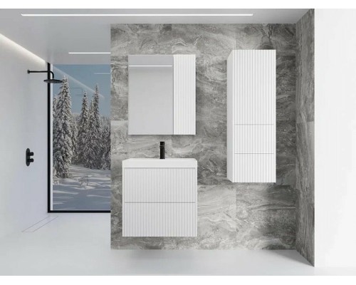 Зеркальный шкаф Style Line Стокгольм 70 ЛС-00002322 Белый рифленый софт