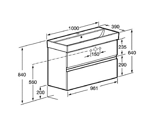 Тумба под раковину Roca Oleta 100 A857641501 подвесная Белая матовая
