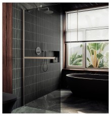 Душевая перегородка Maybah Glass 690x1950 в широком профиле Хром матовый стекло графитовое