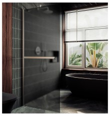 Душевая перегородка Maybah Glass 690x1950 в широком профиле Хром матовый стекло графитовое матовое