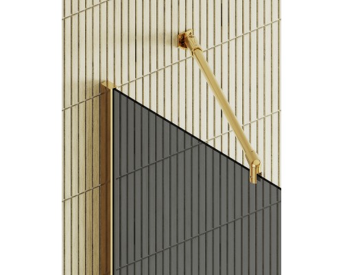 Душевая перегородка Maybah Glass MGD-681-3ш 1090x1950 в широком профиле Золото стекло графитовое