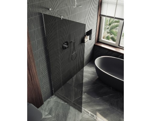 Душевая перегородка Maybah Glass 1090x1950 в широком профиле Хром матовый стекло графитовое