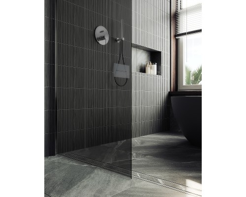 Душевая перегородка Maybah Glass 1090x1950 в широком профиле Хром матовый стекло графитовое