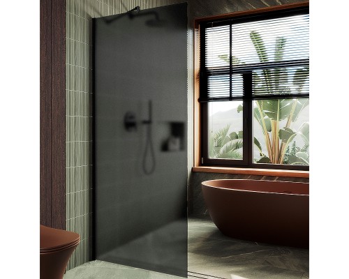 Душевая перегородка Maybah Glass 1090x1950 в широком профиле Черный стекло графитовое матовое