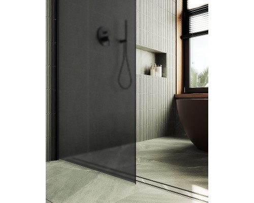 Душевая перегородка Maybah Glass 1090x1950 в широком профиле Черный стекло графитовое матовое