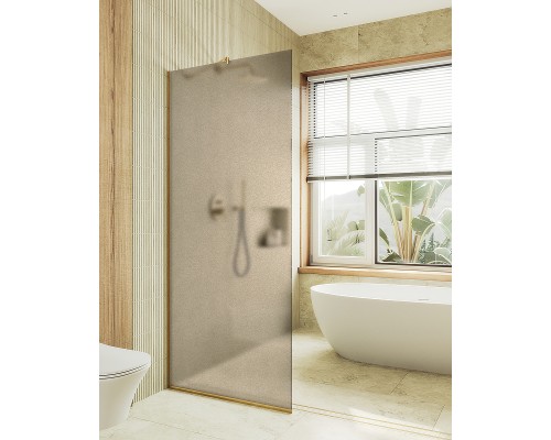 Душевая перегородка Maybah Glass 1090x1950 в узком профиле Золото стекло бронзовое матовое