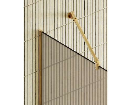 Душевая перегородка Maybah Glass 1090x1950 в узком профиле Золото стекло бронзовое матовое
