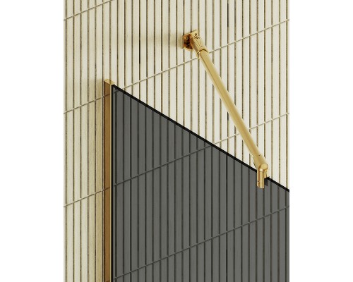 Душевая перегородка Maybah Glass 1090x1950 в узком профиле Золото стекло графитовое