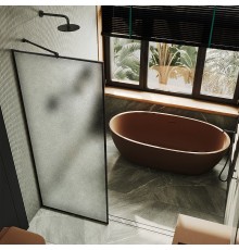 Душевая перегородка Maybah Glass 890x1950 полностью в профиле Черный стекло сатиновое